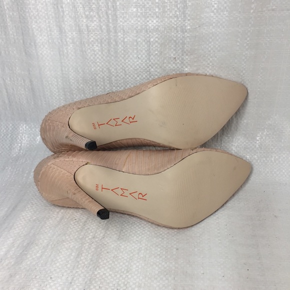 Tamar Blush Pink Lizard Leather Pointed High Heels - Picture 8 of 12